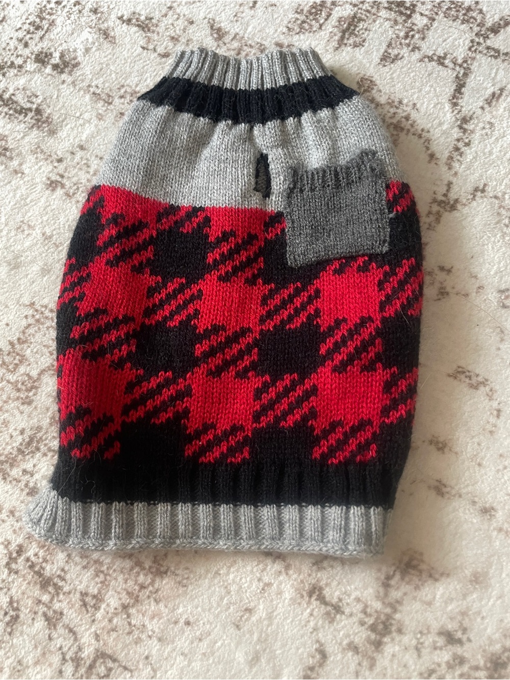 Red & Black Plaid Knit Dog Sweater - size XXS